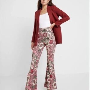 Free People Paisley Pink High waisted Flare Pants